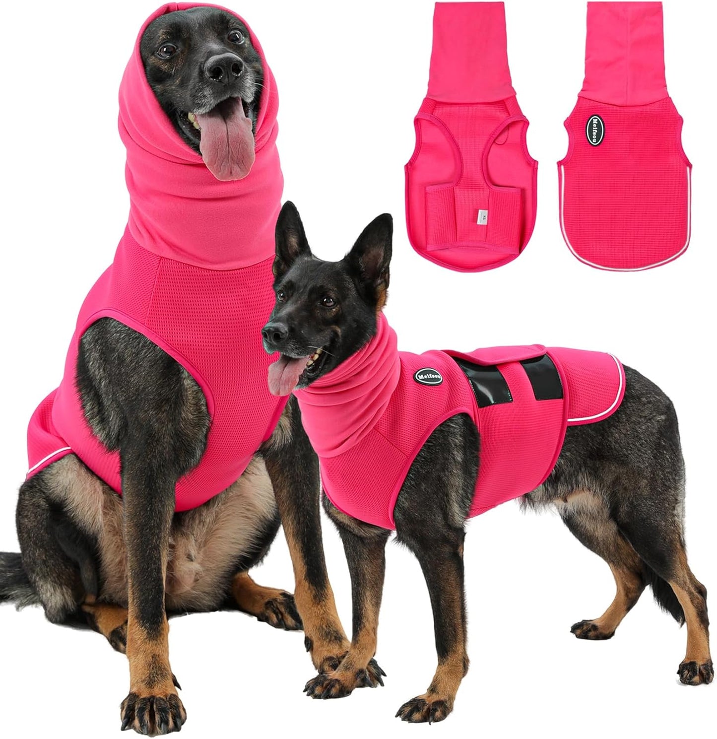 Dog Anxiety Vest with Hood, Skin-Friendly Thunder Jacket for Dogs, All-in-One Dog Calming Shirt with Hood for Thunder, Fireworks, Separation - Keep Pet Calm Without Medicine, Rose, 3XL