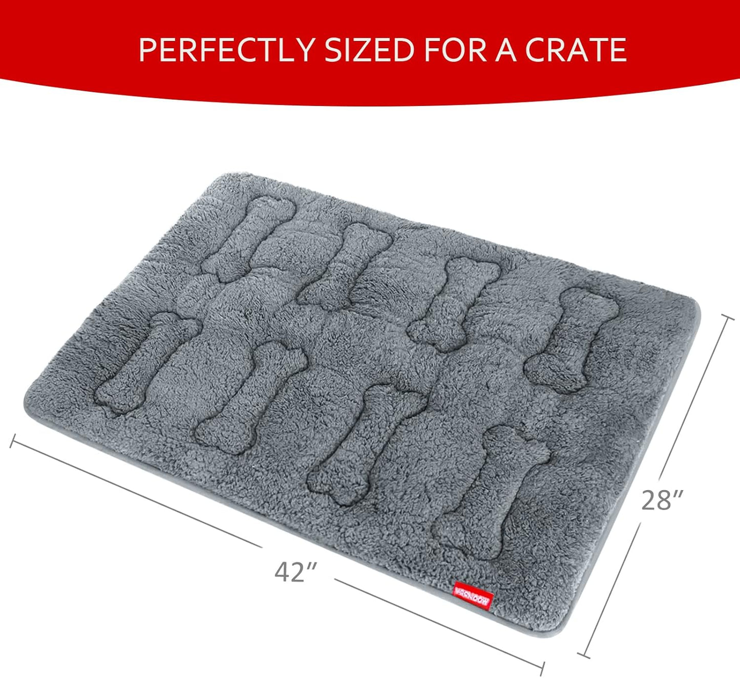 Dog Bed Crate Mat(42" X 28") 2 Pack, Soft Plush Dog Bed Pad Machine Washable Crate Pad, Grey