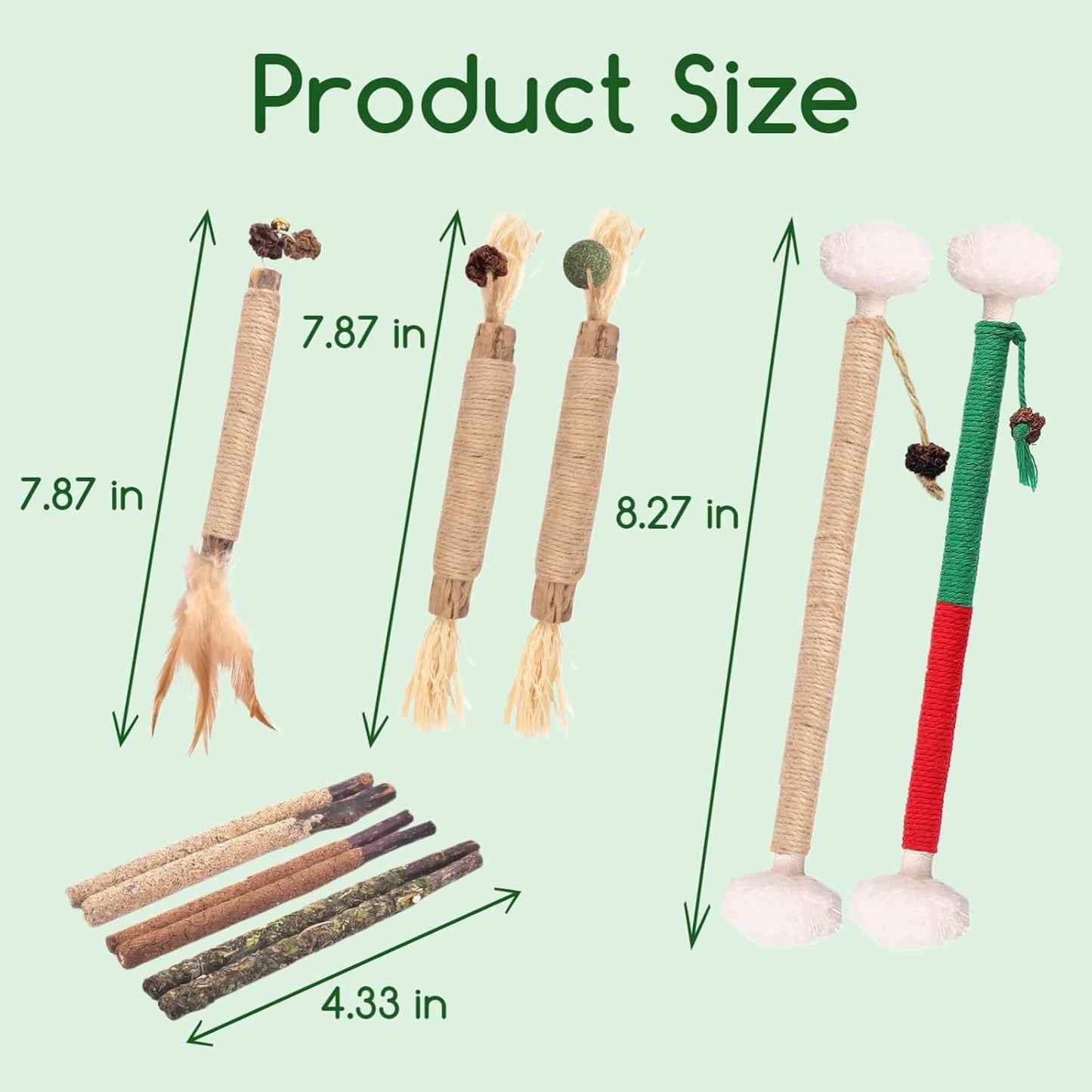 Cat Dental Chew Toys - Natural Silvervine Sticks & Catnip Rope for Teeth Cleaning,Promotes Oral Health in Kittens & Indoor Cats (Medium, Model A)