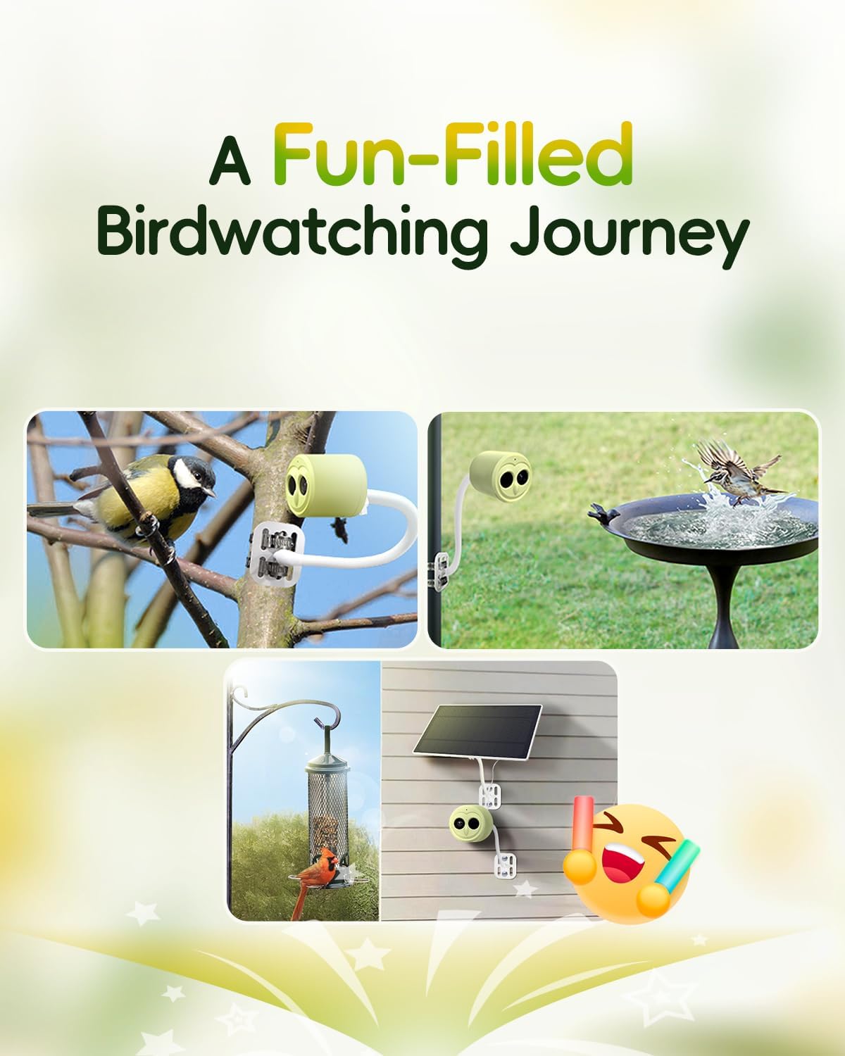 Hibird 4K HD Smart Bird Feeder Camera Solar Powered, 2.4G/5G Dual WiFi Wireless Outdoor, 6X Slow Motion Auto Bird Video Capture, Instant Notifications, AI Identify 10000+ Species for Everyone