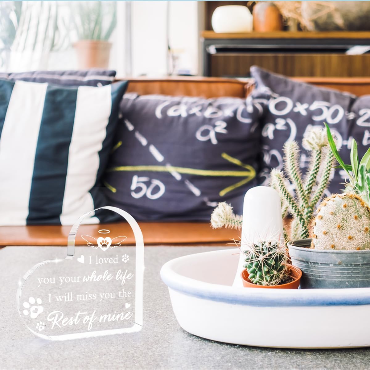 Loss of Dog Sympathy Gift Dog Bereavement Gifts Heart Shape Acrylic Sign Pet Commemoration Acrylic Heart Plaque for Home Farmhouse Office Desktop