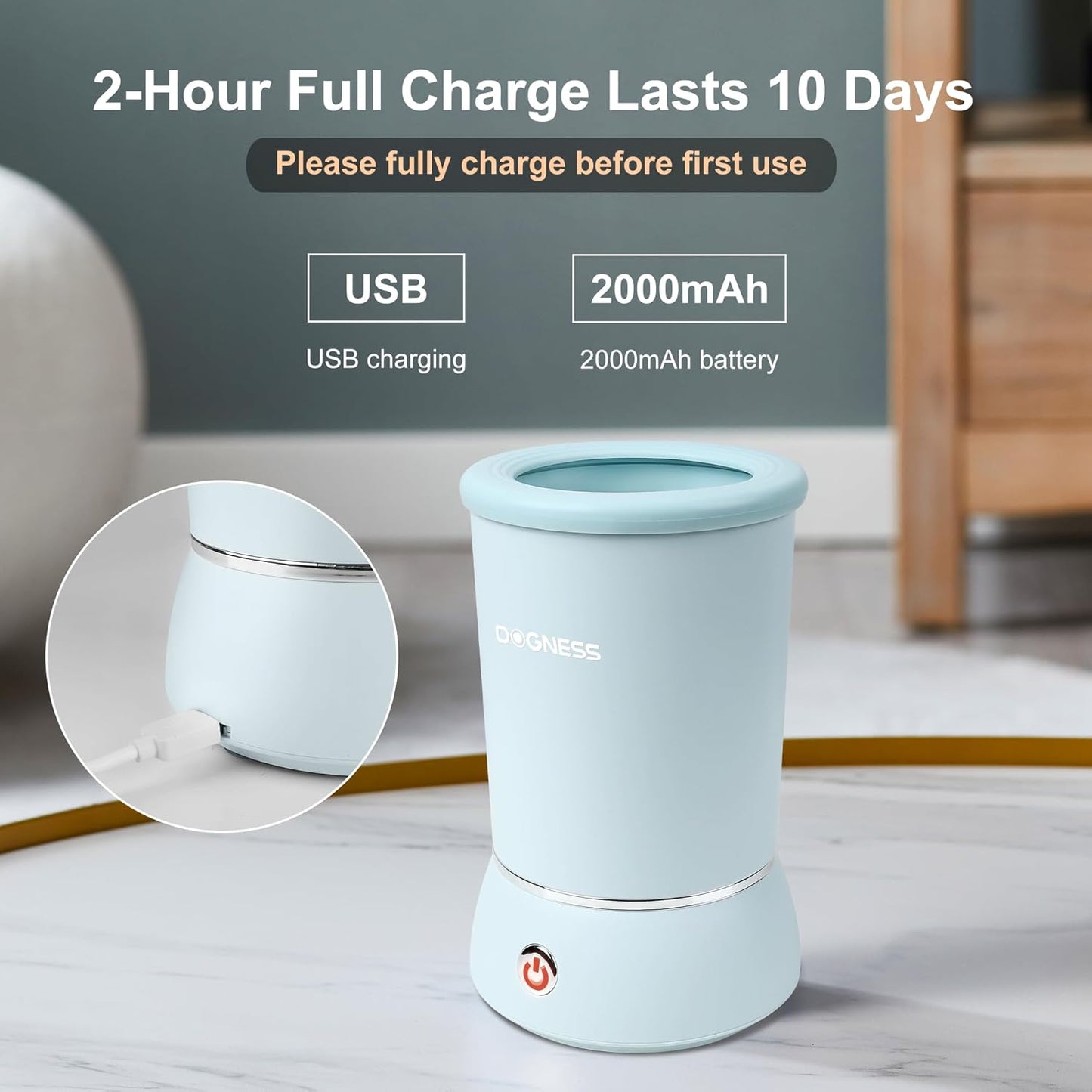 DOGNESS W01 Automatic Dog Paw Cleaner for Small to Medium Dogs (Light Blue)