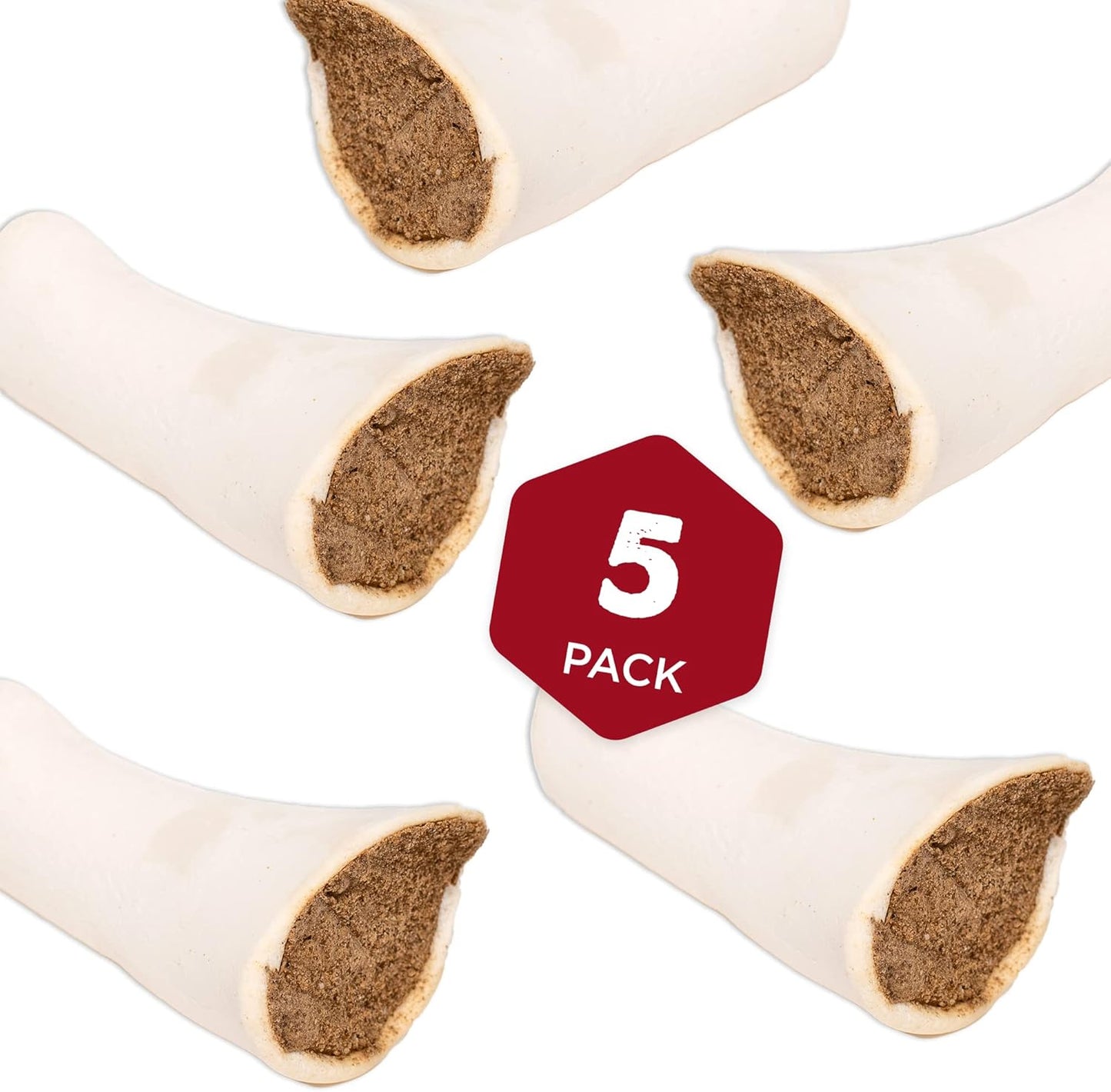 Best Bully Sticks 5-6 Inch Pumpkin Sweet Potato Filled Shin Bones for Dogs - 5 Count (Pack of 1) - Easily Digestible, Long-Lasting, Refillable Treat
