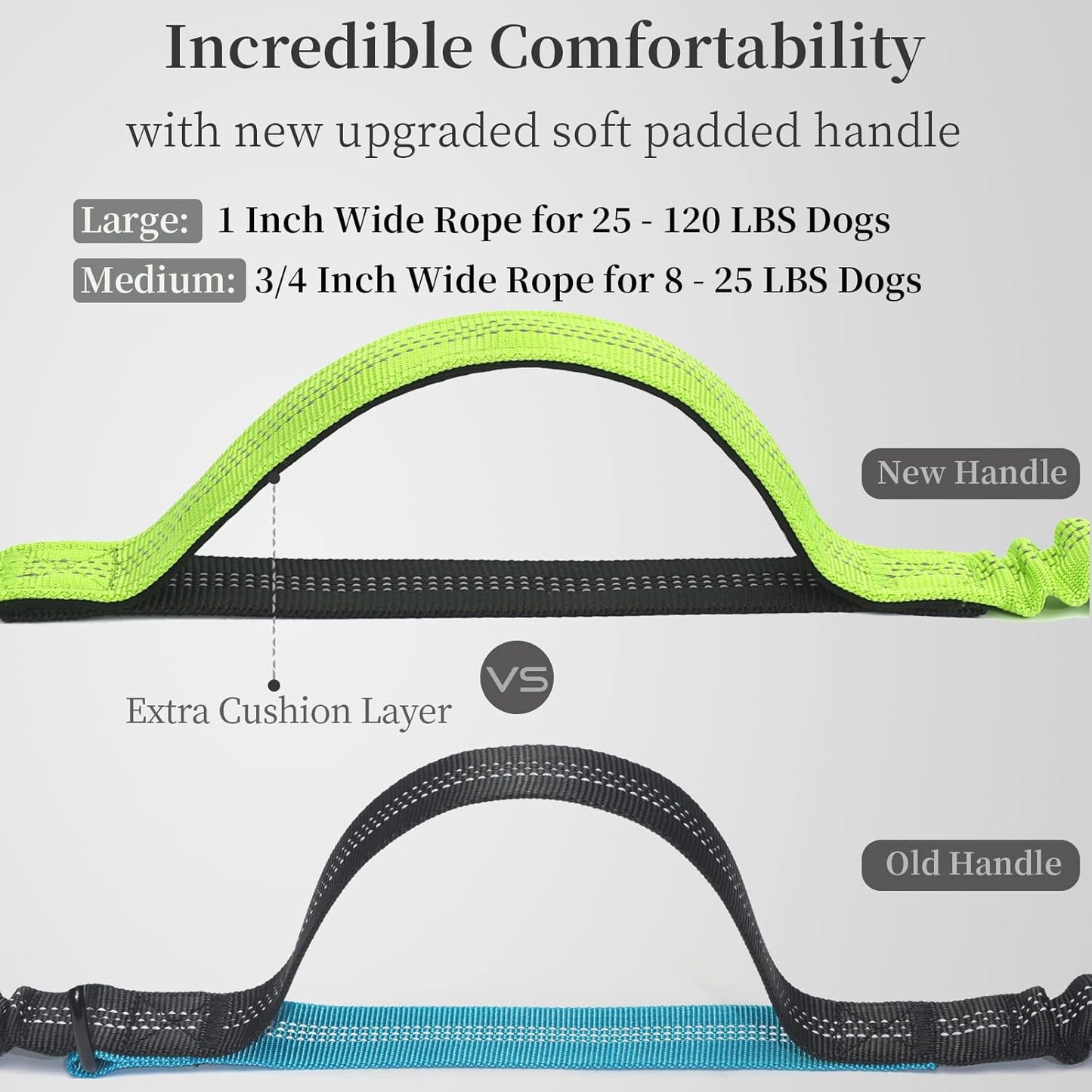 iYoShop Hands Free Dog Leash with Zipper Pouch, Dual Padded Handles and Durable Bungee for Walking, Jogging and Running Your Dog (Large, 25-120 lbs, Green)