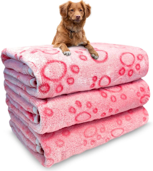 Dog Blankets for Medium Large Dogs Washable, 3 Pack Pet Blanket Washable 41" x 31", Fuzzy Soft Puppy Throw Cover for Kennel Crate Bed