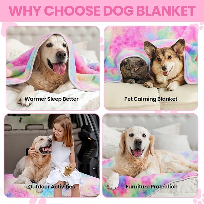 Dog Blanket Pet Puppy Blankets Calming Blanket for Small, Medium, Large Dogs Warm Sleep Mat Flannel Blanket for Dogs Puppy Guinea Pig (Gradient Color, 42"×30")