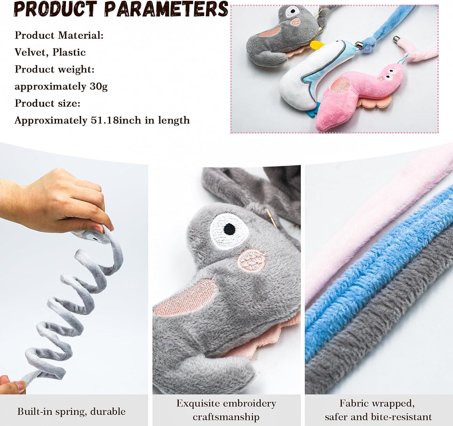 Hanging Retractable Catnip Cat Spring Toys,Fluffy Ball Cat Toys with Bell,6 Pack Hanging Interactive Teaser for Indoor Kittens,Promotes Exercise, Chase & Play, Kitten-Safe Bouncy Fun