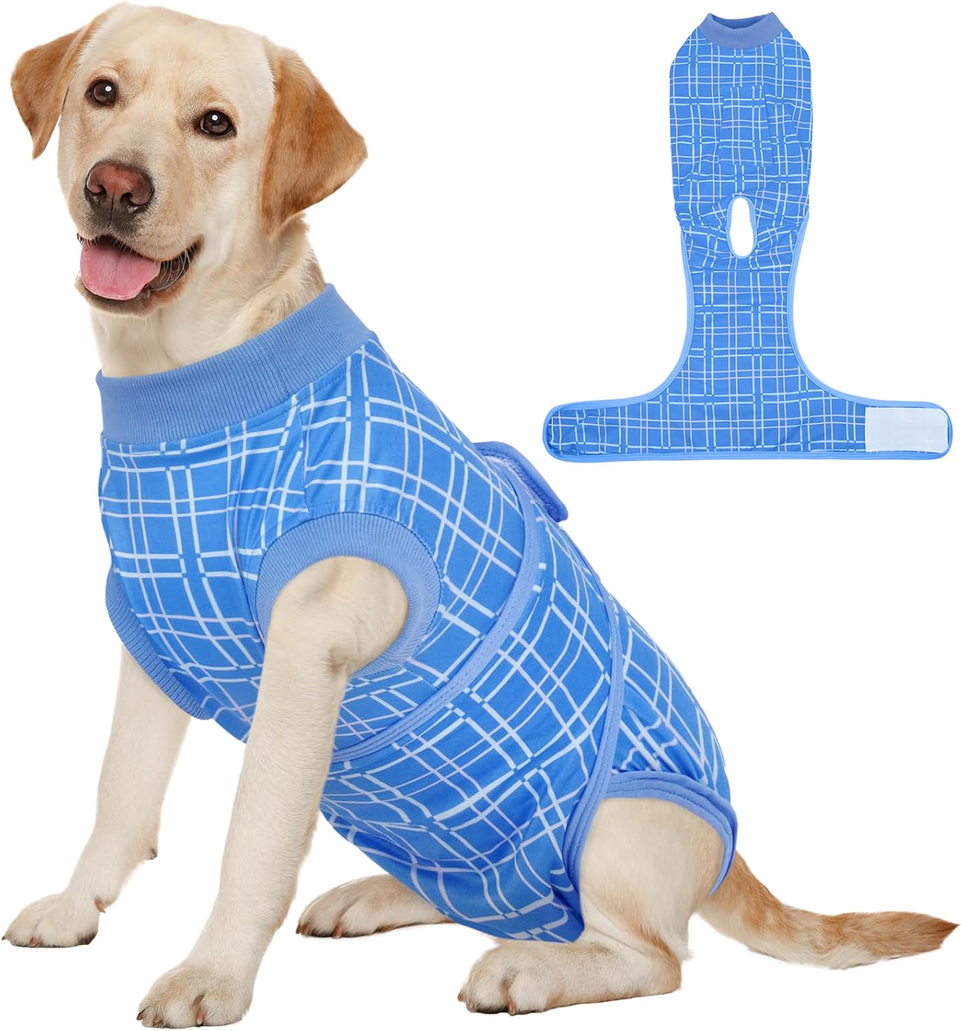 Kuoser Dog Recovery Suit for Female Male Dogs, Post-Surgery Bodysuit for Spay Neuter, Dog Onesie After Surgery, Anti-Licking Pet Surgical Recovery Suit, Blue XL