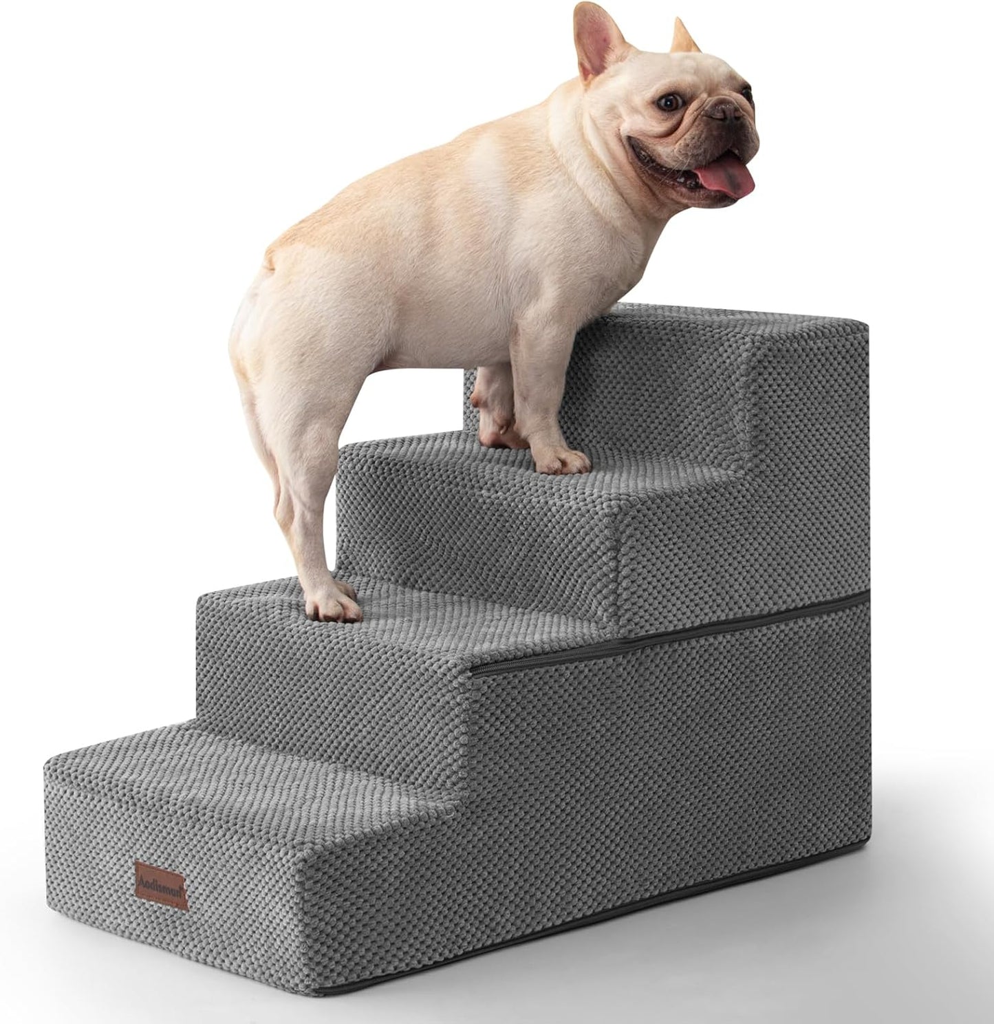 Dog Stairs for Bed 18.5" H, 4-Step Dog Steps for Small Dogs and Cats, Indoor Non-Slip Balanced Pet Stairs are Suitable for Puppy, Older Cat,Gery