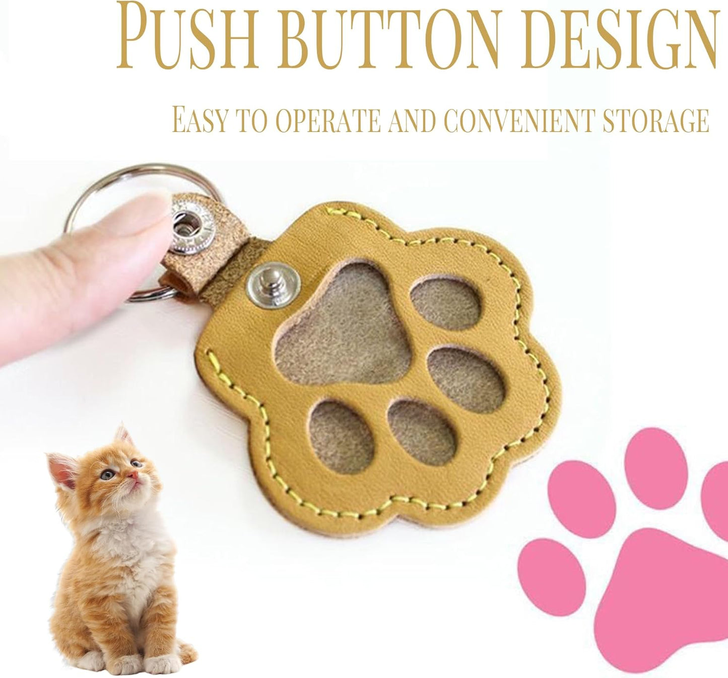 Leather Pet Memorial Keychain, Pet Hair Keepsake Keychains, Cute Leather Paw Keychains, Memorial Gift for Pet Lovers