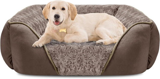 INVENHO Large Dog Bed Rectangle Washable Orthopedic Soft Calming Sleeping Durable Pet Cuddler with Anti-Slip Bottom