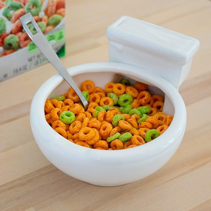Toilet Shaped Bowl for snacks, pet food dish, cereal, water, ramen - 7 inches