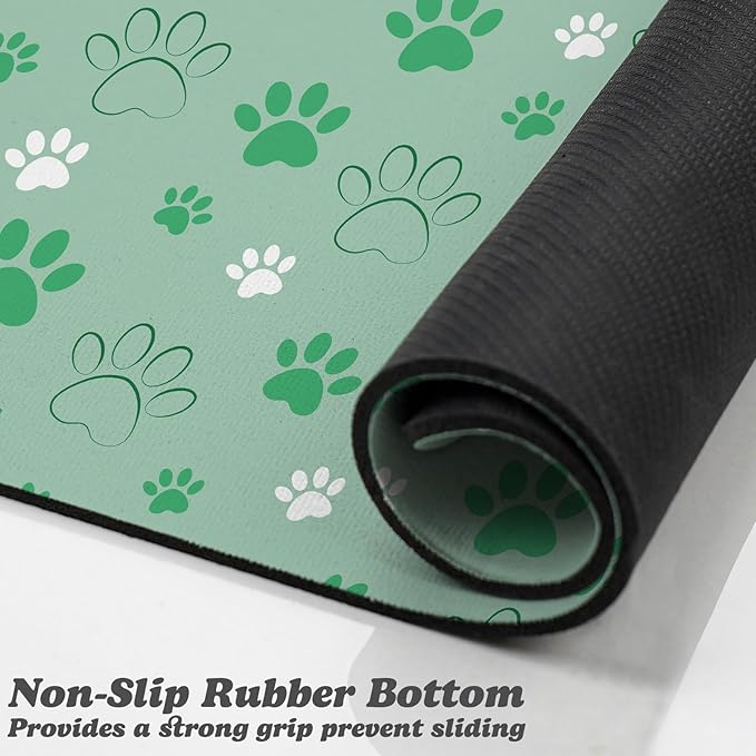 Dog Food Mat, Absorbent Water Bowl Mats Cat Pet Feeding Placemats Green 16 * 24 inch