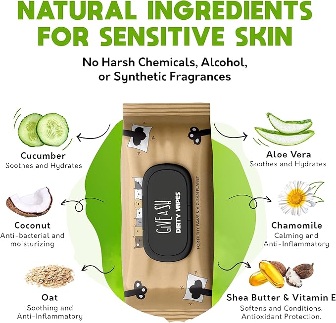 Lick-Safe Pet Wipes for Dogs & Cats - Vet-Approved & Hypoallergenic - Cleans Mud, Odors & Dander - Feline & Dog Wipes for Paws, Face & Butt - Earth-Friendly & Unscented Cat Cleaning - Pack of 200