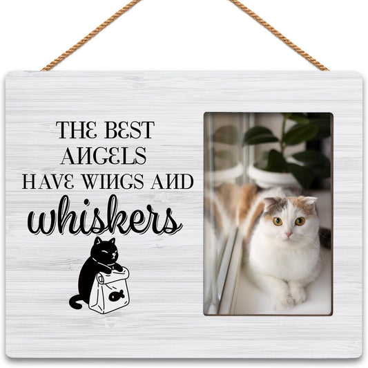 HIWX Cat Memorial Picture Frame, Cat Frames For Pictures Memorial, Cat Pet Remembrance Gifts Picture Photo Frames, Cat Memorial Gifts, Pet Cat Picture Photo Frame 4x6