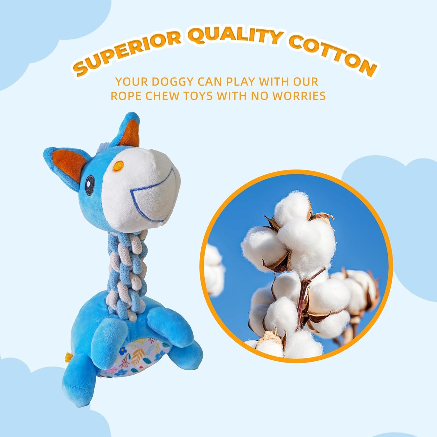 Knots Twists Dog Toy, Squeaky Rope Chew Toy for Small & Medium Dogs, Indestructible Tug of War Toy for Aggressive Chewers & Puppies, Dental Chew Toys to Clean Teeth & Relieve Boredom (Pony)