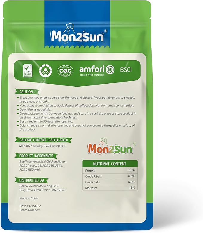 MON2SUN Dog Rawhide Rolls Twist Sticks 6.5 Inch Chew Treats Chicken Flavor 60 Count for Puppy and Small Dogs