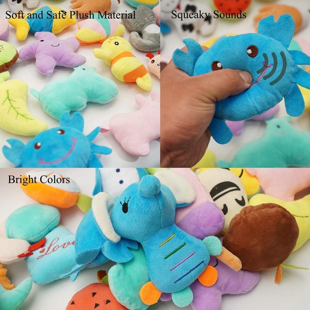 Pack of 26 Soft Small Medium Dog Squeaky Toys,Cute Puppy Favorite Comfortable Squeakers Toy,Multicolored for Puppy