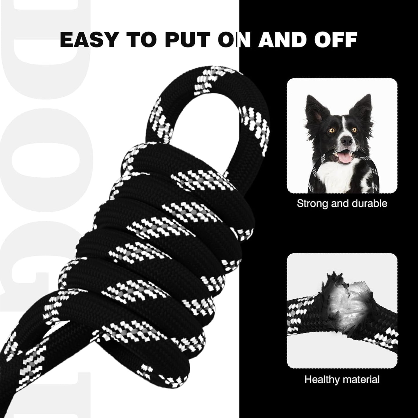 lynxking Slip Lead Dog Leash Reflective, Heavy Duty Comfortable Strong Rope for Large Medium Small Dogs No Pull Pet Training (Black, 2PCS Large 1/2in x 6ft)