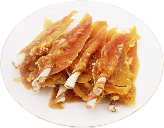 Chicken Jerky with Twist Rawhide Sticks Puppy Training Snacks Dog Chews Treats 0.5lb/227g