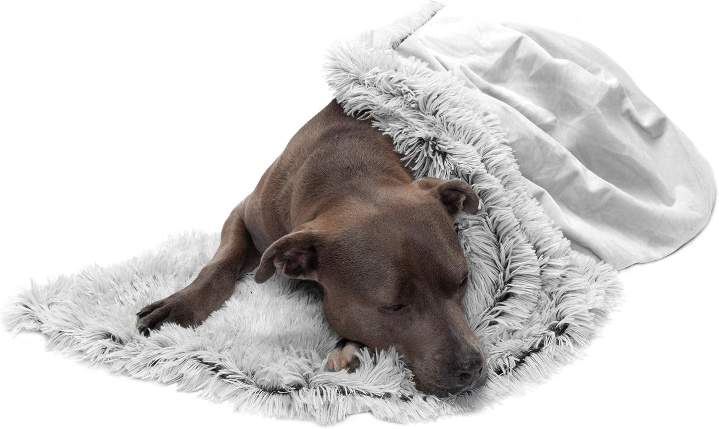 Furhaven Waterproof Throw Blanket for Dogs & Indoor Cats, Washable - Shaggy Plush Calming Long Faux Fur & Velvet Dog Blanket - Mist Gray, Large