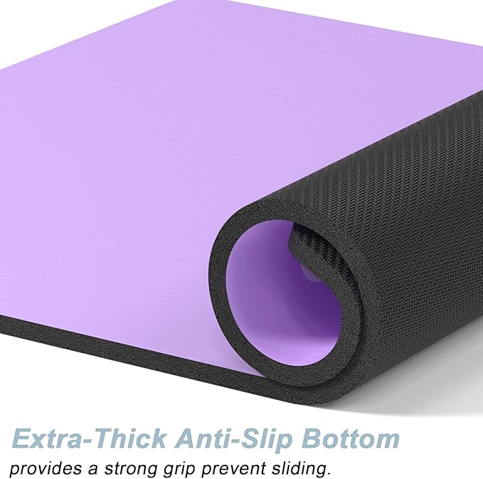 Rnivvi Dog Food Mat, 12" x 19" Footprint Absorbent Dog Cat Bowl Mat for Food and Water, Cute Anti-Slip Rubber Pet Feeding Rug Protect Floors, Puppy Placemat for Feeding & Watering Supplies, Purple