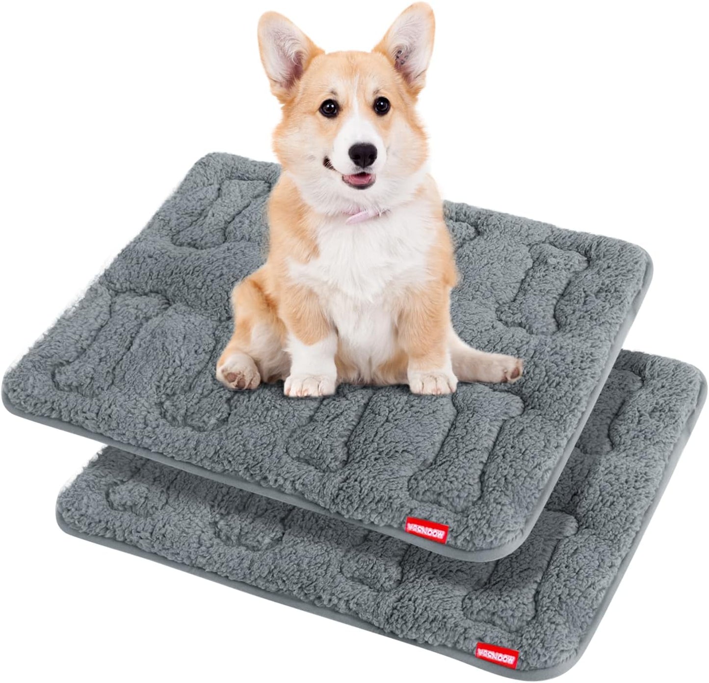 Dog Bed Crate Mat(24" X 18") 2 Pack, Soft Plush Dog Bed Pad Machine Washable Crate Pad, Grey