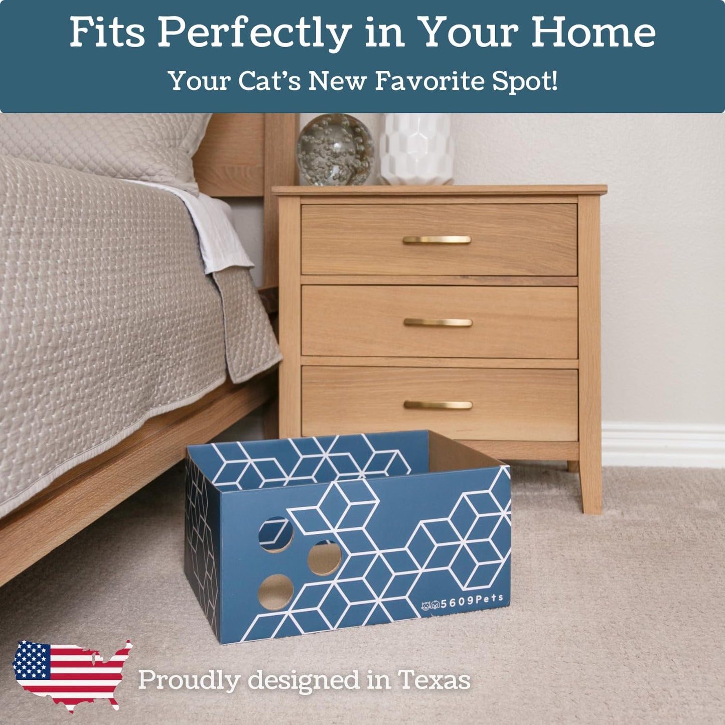 Heavy Duty Cardboard Cat Scratch Box with Refillable Double-Sided Cat Scratcher Pad for Indoor Cats