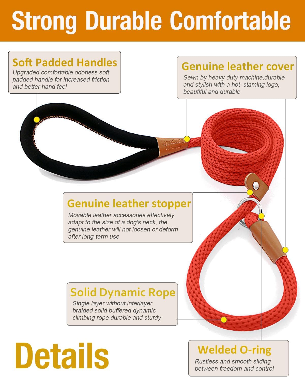 lynxking 5 FT Dog Leash Slip Lead 2 Pack Strong Heavy Duty Braided Dog Training Leash No Pull Training Lead Leashes for Medium Large and Small Dogs