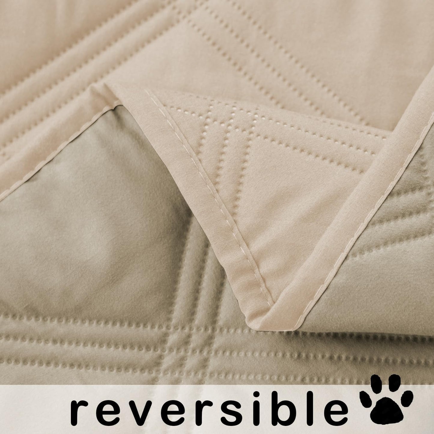 fuguitex Waterproof Dog Blanket Reversible for Small Dogs Resistant Leakproof Washable Couch Cushion Bed Protector Cover for Indoor Furniture Pet Friendly（52"*82",Beige+Khaki