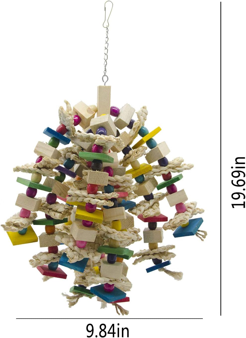 EBaokuup Large Parrot Chewing Toy - Bird Parrot Blocks Knots Tearing Toy Bird Cage Bite Toy for African Grey, Macaws Cockatoos, and a Variety of Amazon Parrots (Large)