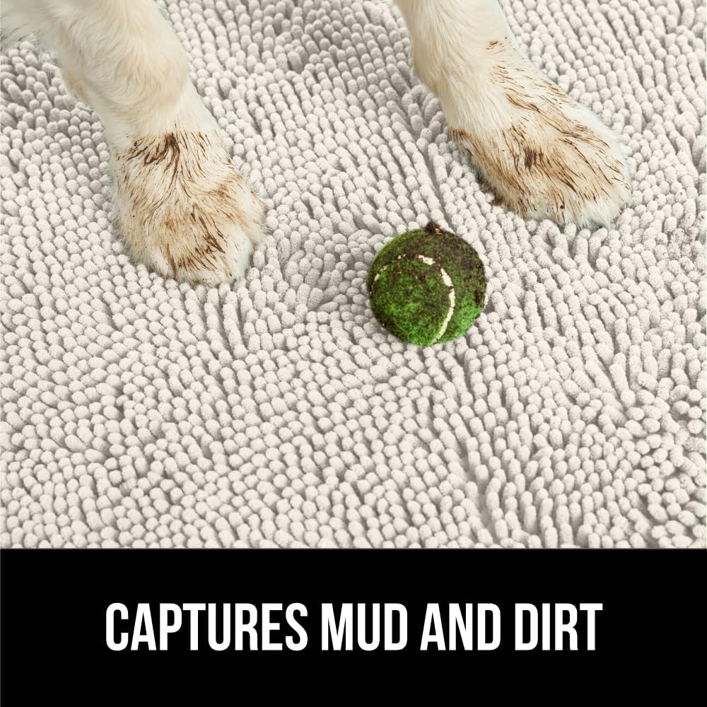 GORILLA GRIP Dog Doormat, Absorbent Doormats for Muddy Dogs Paws, 48x30 Machine Washable Soakstopper Rugs, Cleaner Floors, US Designed Pet Bed Door Mat, Indoor Entrance Pets Rug, Cream