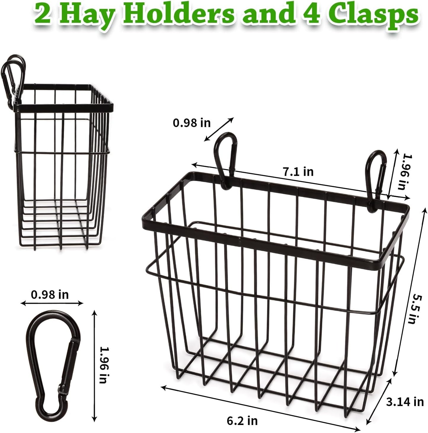 Rabbit hay Feeder Sangle Sopffy 2PCS, Guinea Pig hay Feeder with Metal Frame for Guinea Pig Chinchilla Bunny, Chinchilla cage Accessories (Black-1)