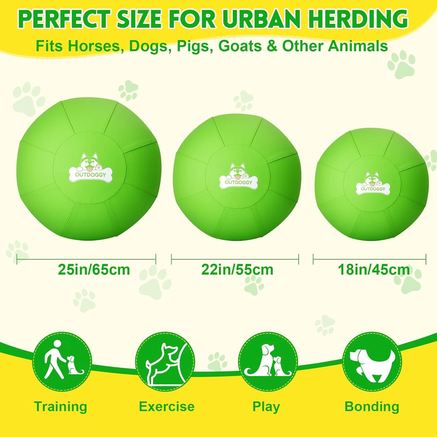 Herding Ball for Dogs 22 Inch - Dual-Layer Heavy Duty Herding Ball for Australian Shepherds, Border Collies & Cattle Dogs | Outdoor Herding Toy for Medium/Large Dogs - Backyard Training and Play-Green