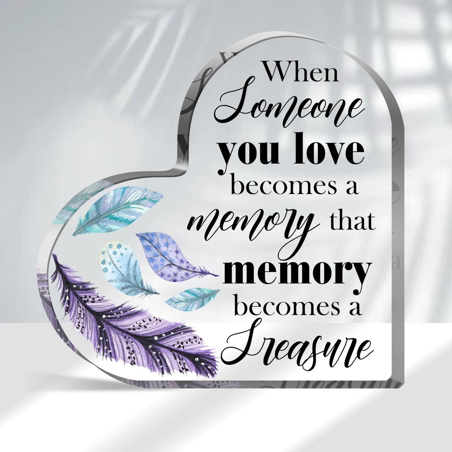 Xendelow Acrylic Heart Sculpture, Color21 Sympathy Gift for Loss, Tabletop Decor for Condolences, Anniversary or Home