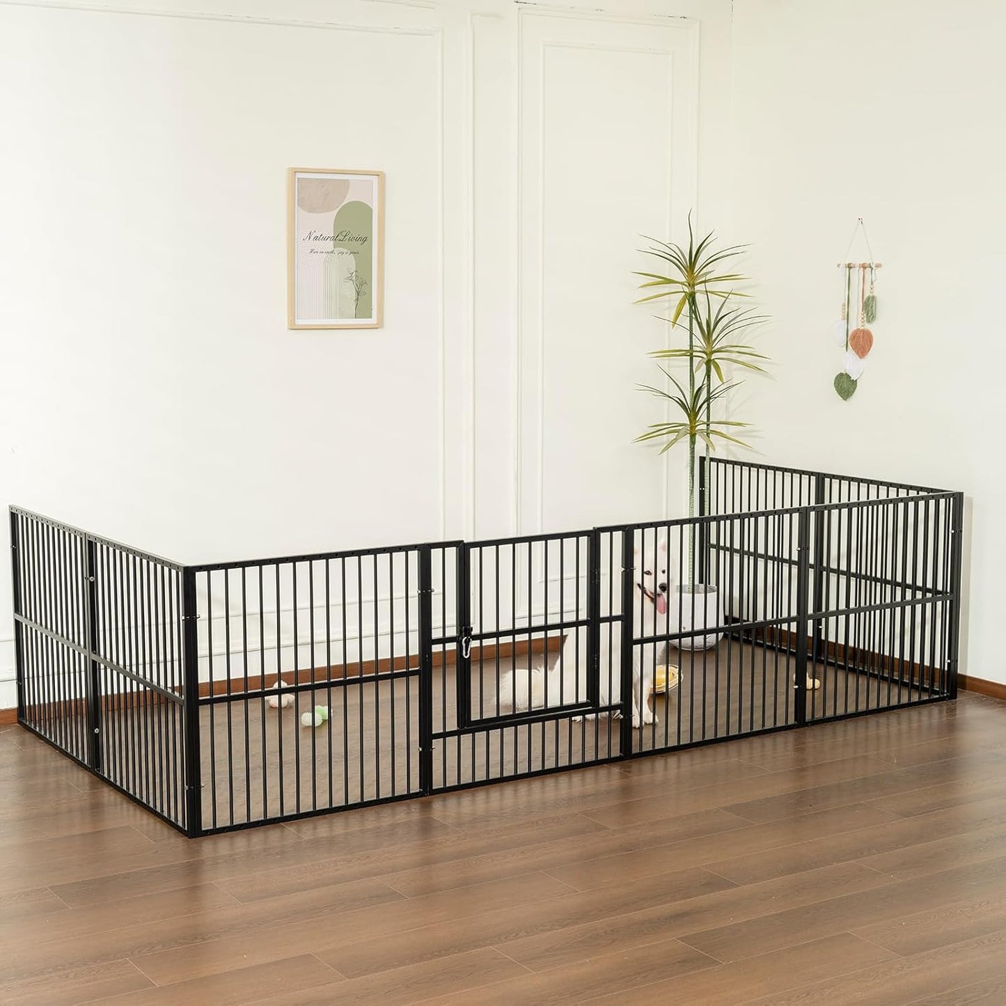 Dog Playpen - 32" Height Dog Pen, Heavy Duty Puppy Pen with Door, Safe & Sturdy, Easy Assemble for Indoor/Outdoor Pet Playpen (12 Panels with Door, Black)