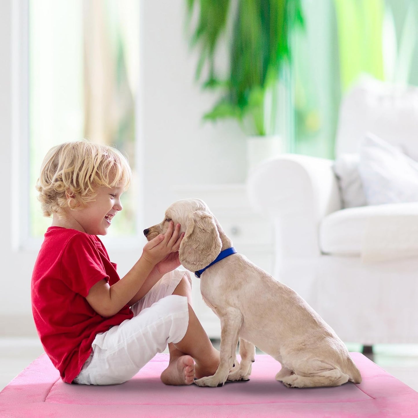 Catalonia Classic Waterproof Dog Mat, Portable Reversible Pet Travel Mat, Pet Cushion Pad with Handle for Small Medium Dogs Cats, Indoor or Outdoor, 80 x 60 cm, Pink