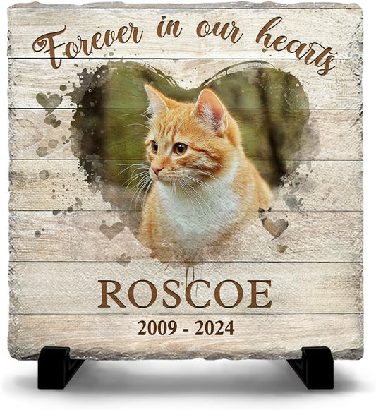 Custom Memorial Stones for Cats - Memorial Square Stone for Cat - Sentimental Rock Gifts for Cat Owners - Pet Cemetery Markers in Loving Memory