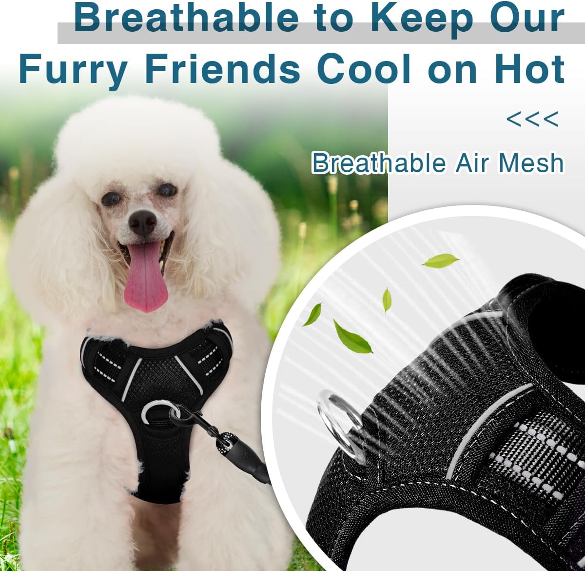 BARKBAY Dog Harness No Pull with ID Tag Pocket - Heavy Duty, Reflective, Easy Control for Large Dogs(Black,XS)