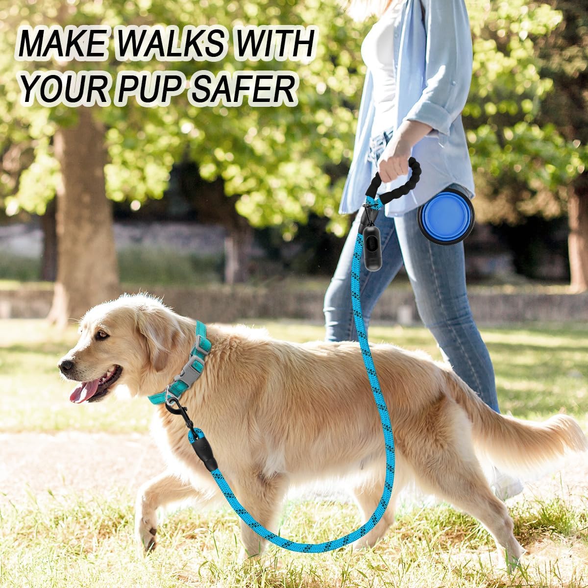 BARKBAY Dog Leashes for Large Dogs Heavy Duty Dog Leash 4/5/6 FT with Comfortable Padded Handle and Highly Reflective Threads for Medium Large Dogs Walking Training Running (4FT-1/2'',Blue)