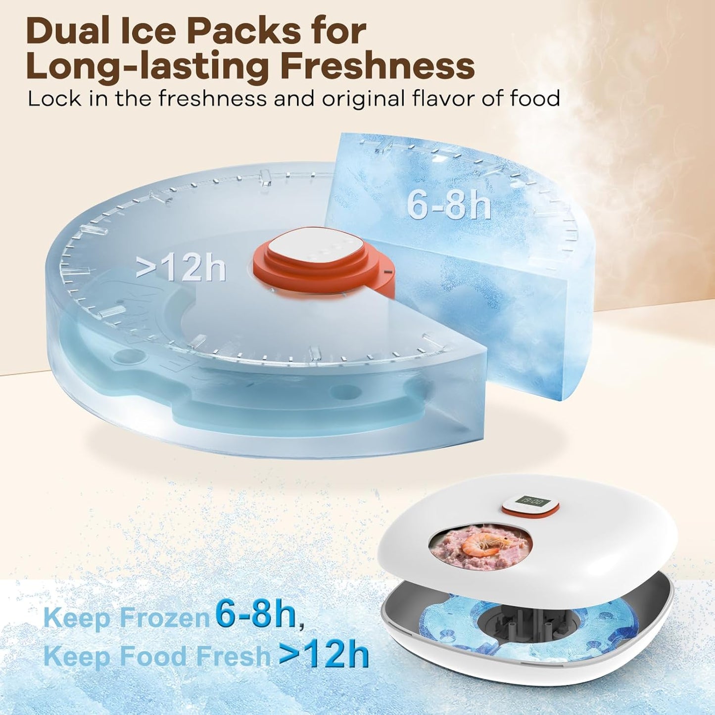 Automatic Cat Feeder Wireless, Sharper Image Auto Cat Food Dispenser for Wet Food with 2 Ice Packs, Rechargeable Auto Feeder for Cats with Programmable Timer Low Battery Indicator, White