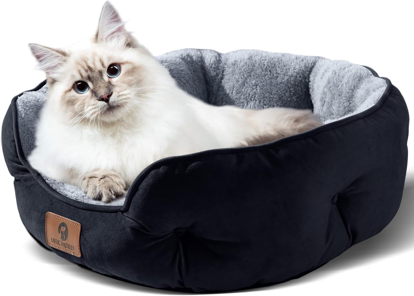 Asvin Medium Dog Bed for Medium Dogs, Large Cat Beds for Indoor Cats, Pet Bed for Puppy and Kitty, Extra Soft & Machine Washable with Anti-Slip & Water-Resistant Oxford Bottom, Black, 25 inches