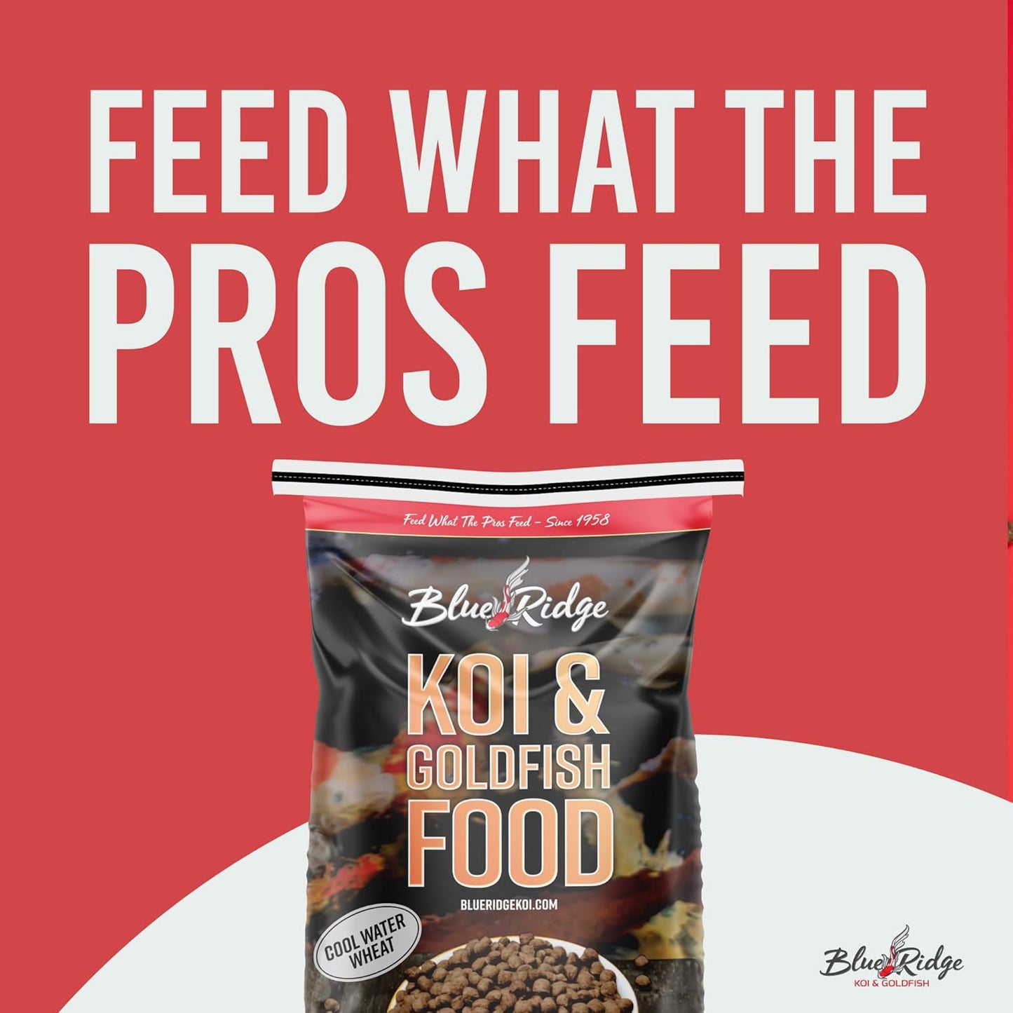Blue Ridge Koi Fish Food 25lb - Cool Water Wheat 3/16", Fall and Winter Floating Pond Pellets, Ponds Fish Food