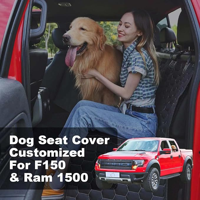 Dog Car Seat Cover for Trucks, Back Seat Pet Cover for Dogs F150 Ram 1500, Waterproof Dog Hammock for Truck with Mesh Window Heavy Duty Seat Cover for F-Series/GMC Sierra/Silverado