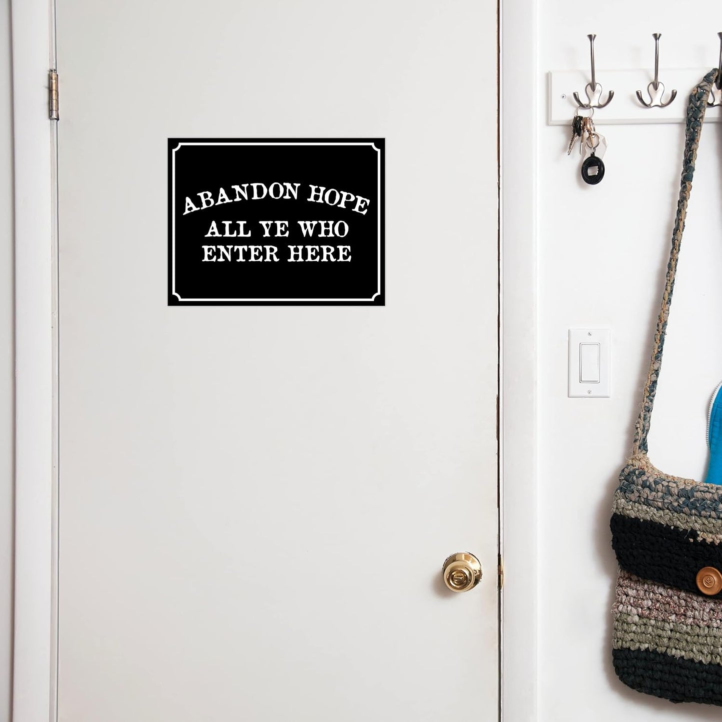 Abandon Hope All Ye Who Enter Here - Humorous Laminated Sign - 8.5" x 11" - Vintage Halloween Decor, Home Office & Man Cave Décor - ENVISIONED Signage