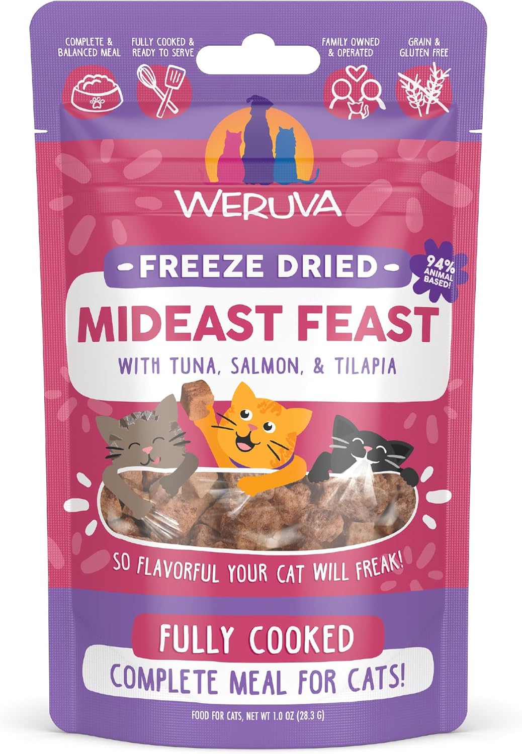 Weruva Cat Freeze Dried, Mideast Feast with Tilapia, 1oz Bag