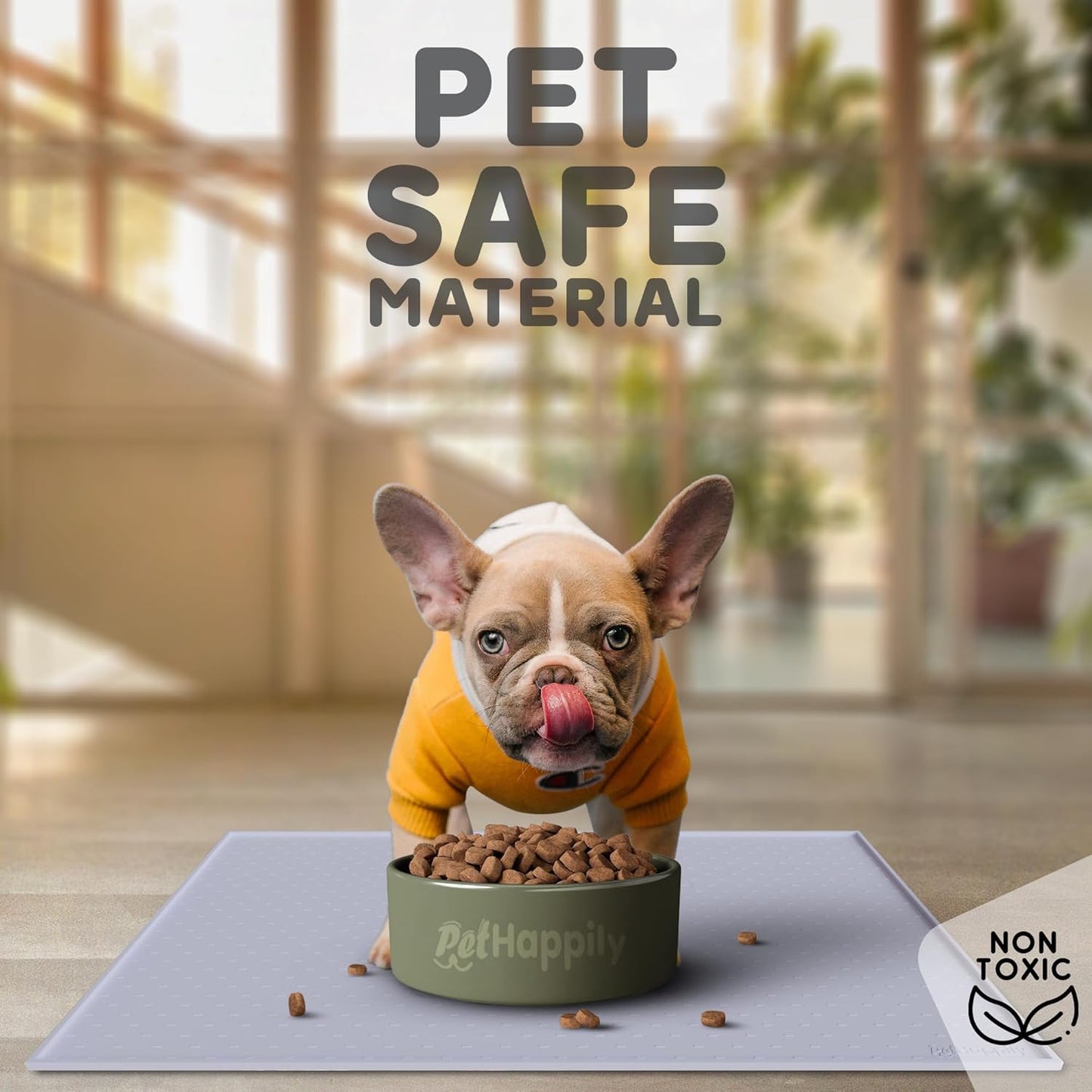 Dog Food Mat - 24x15 Raised Edges Dogs Mat for Food and Water Prevent Spill, Waterproof Cat Food Mats Protect Floors, Easy Clean Dog Bowl Mats for Food and Water, Silicone Pet Feeding Placemats