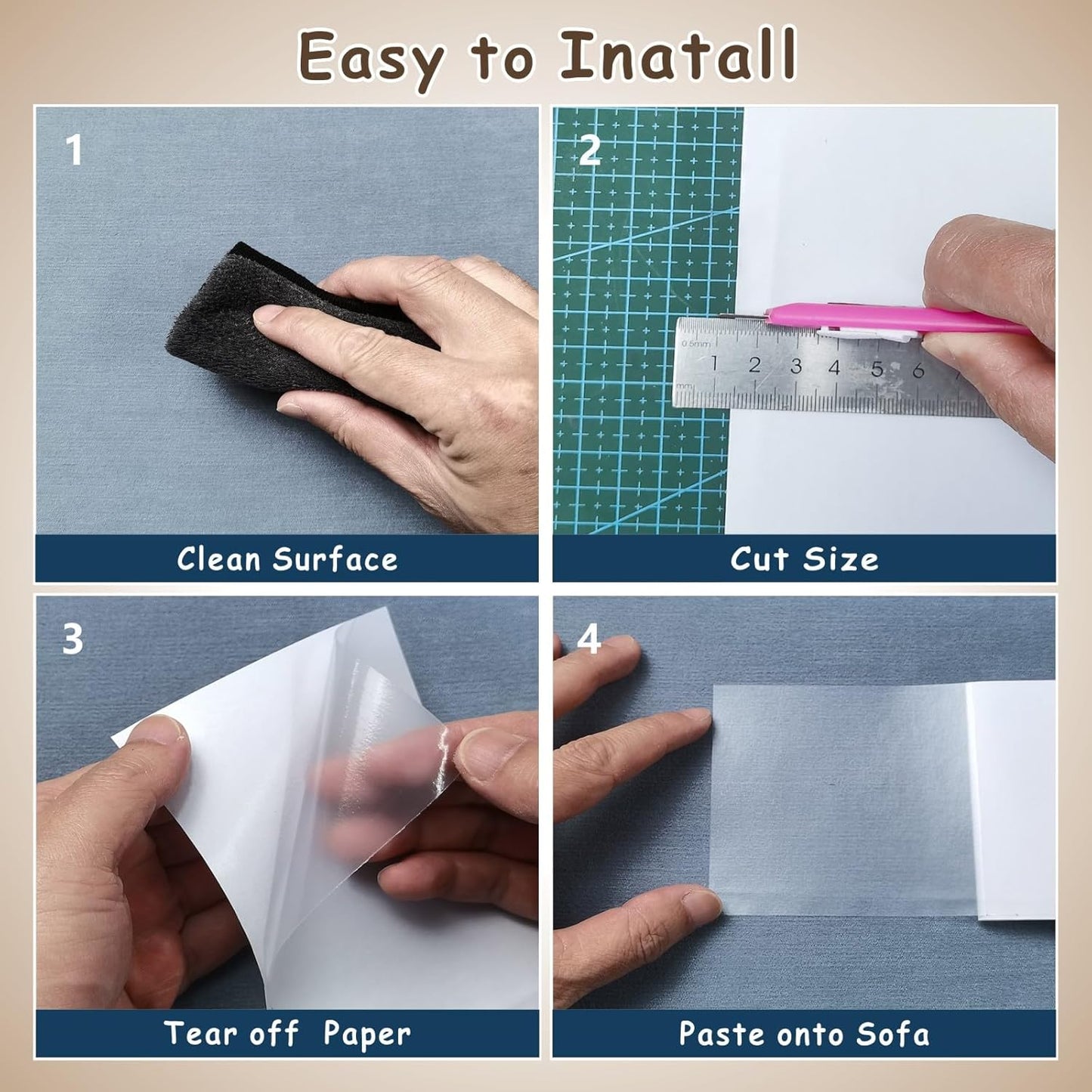 Cat Scratch Furniture Protector 12-Pack – Clear Self-Adhesive Couch Guards – Anti-Scratch Deterrent for Sofa and Upholstery,Matte Datte Design（12p）