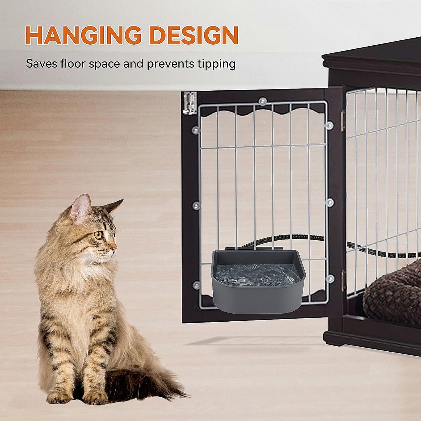 NAMSAN Small Heated Pet Bowl for Cats Rabbits, Outdoor and Indoor, 1 L Heated Water Bowl for Chicken Birds Ice Free, Thermal-Bowl for Dog Cage, Hanging Kennel Dish, Self-Assembly