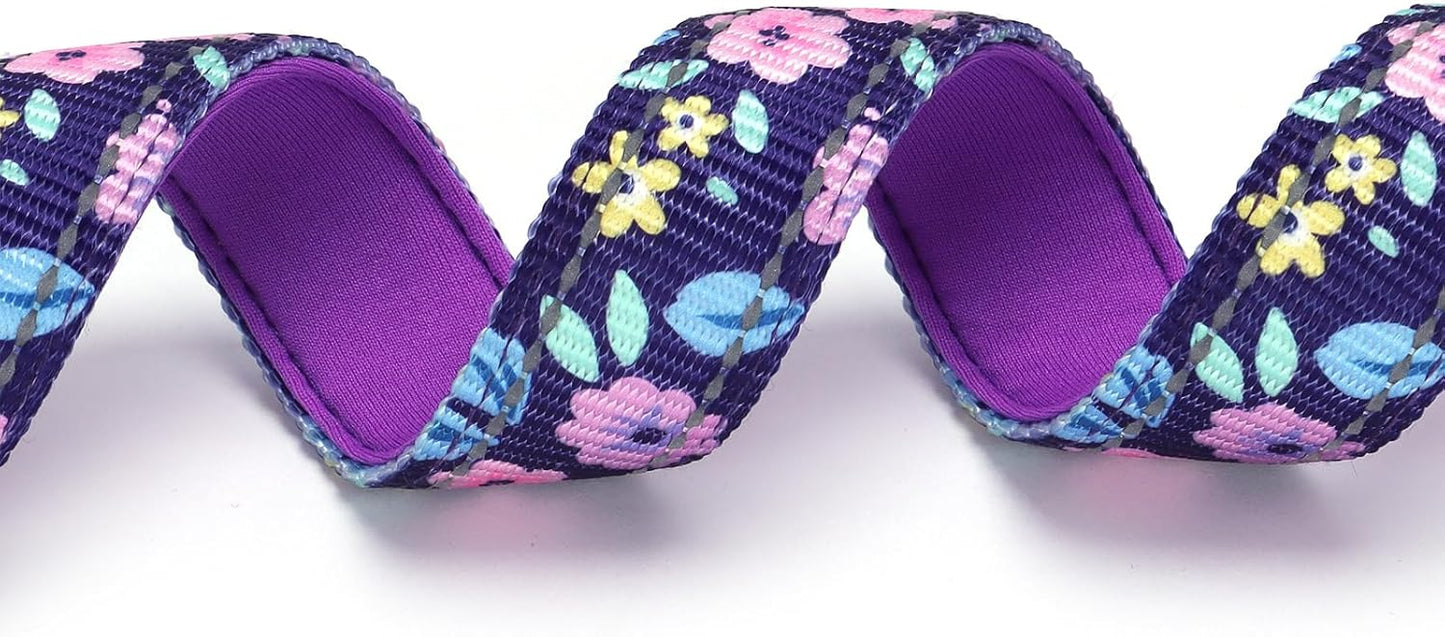 Choker Collar for Dogs，Stainless Chain Martingale, No Pull Slip Cinch Training Escape Proof Heavy Duty Dog Collar for Small Medium Large Pet Girl Female Dogs，Purple Flower L